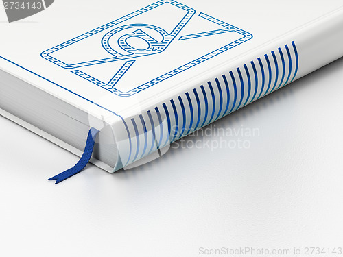 Image of Finance concept: closed book, Email on white background