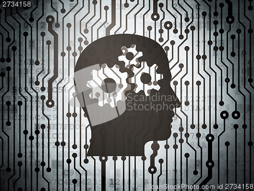 Image of Marketing concept: circuit board with Head With Gears