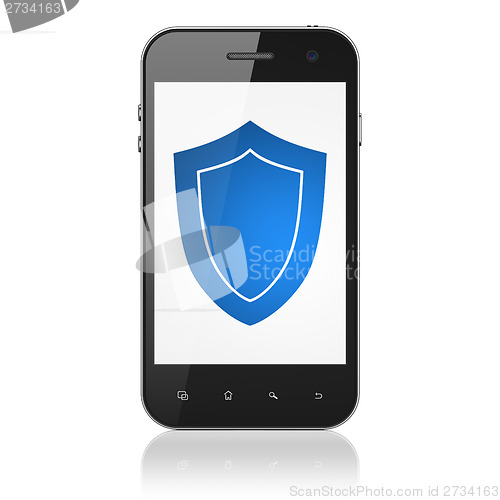 Image of Privacy concept: Shield on smartphone