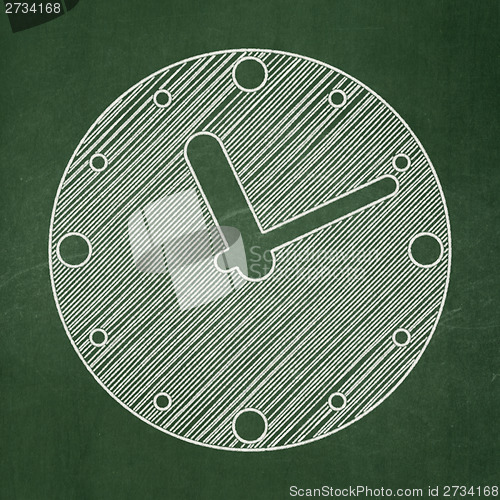 Image of Time concept: Clock on chalkboard background