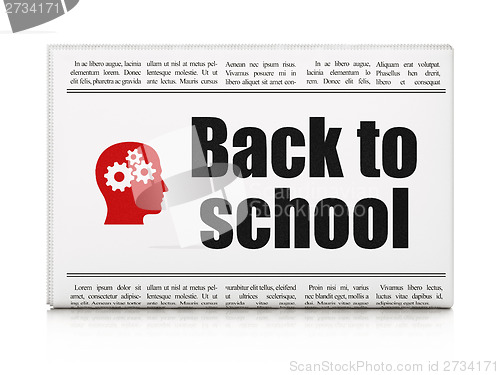 Image of Education concept: newspaper with Back to School and Head