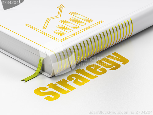 Image of Finance concept: book Growth Graph, Strategy on white background