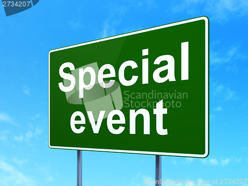 Image of Business concept: Special Event on road sign background