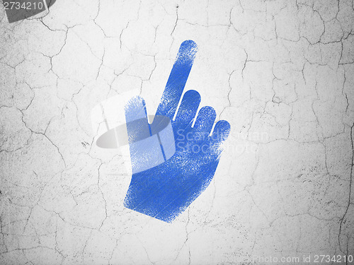 Image of Web development concept: Mouse Cursor on wall background