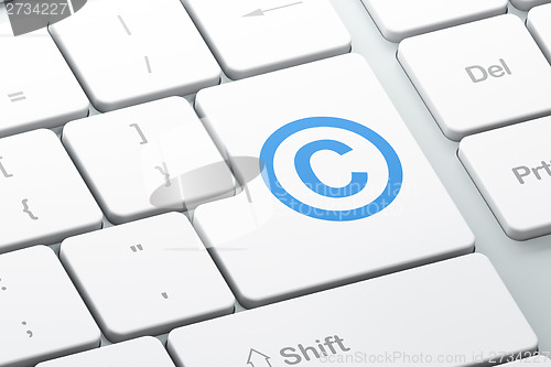 Image of Law concept: Copyright on computer keyboard background