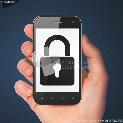 Image of Information concept: Closed Padlock on smartphone