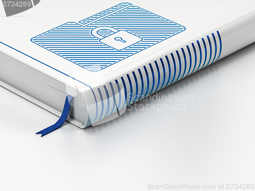 Image of Finance concept: closed book, Folder With Lock on white background