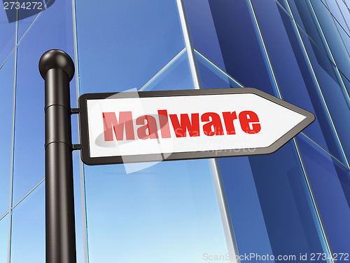 Image of Safety concept: sign Malware on Building background