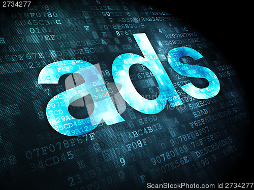 Image of Advertising concept: Ads on digital background