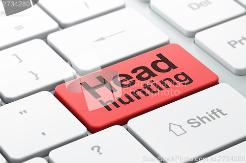 Image of Business concept: Head Hunting on computer keyboard background