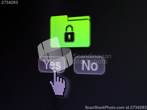 Image of Finance concept: Folder With Lock on digital computer screen