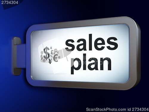 Image of Advertising concept: Sales Plan and Finance Symbol on billboard background