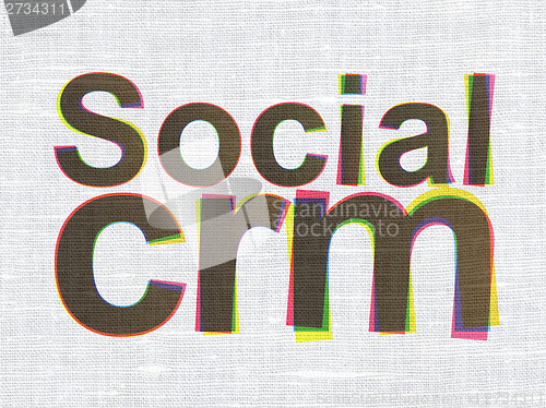 Image of Finance concept: Social CRM on fabric texture background