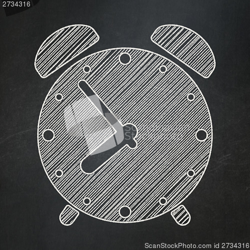 Image of Time concept: Alarm Clock on chalkboard background