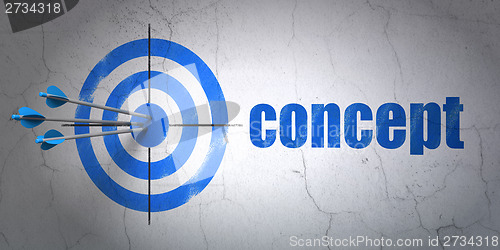 Image of Advertising concept: target and Concept on wall background