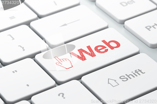 Image of Mouse Cursor and Web on keyboard