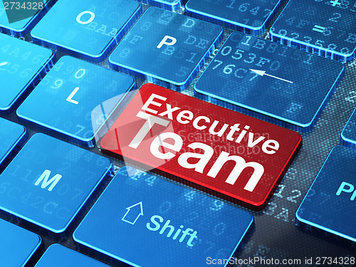 Image of Business concept: Executive Team on computer keyboard background