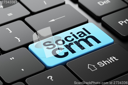 Image of Business concept: Social CRM on computer keyboard background