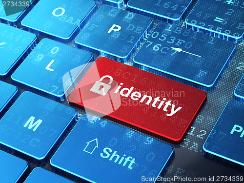 Image of Security concept: Closed Padlock and Identity on keyboard