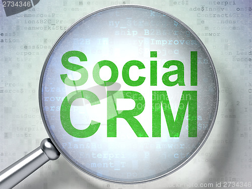 Image of Finance concept: Social CRM with optical glass
