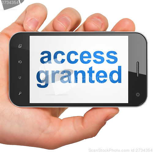 Image of Privacy concept: Access Granted on smartphone