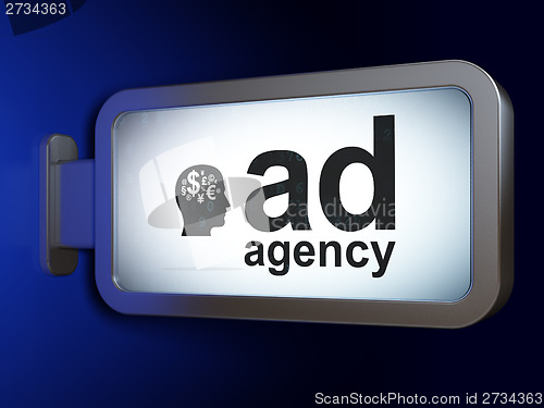 Image of Marketing concept: Ad Agency and Head With Finance Symbol
