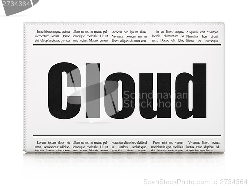 Image of Cloud networking concept: newspaper headline Cloud