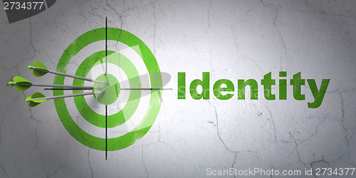 Image of Security concept: target and Identity on wall background