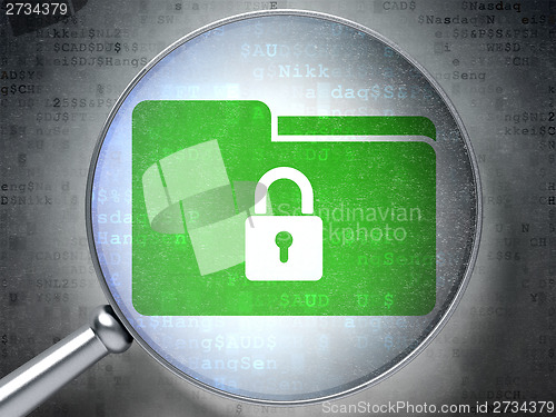 Image of Finance concept: Folder With Lock with optical glass on digital