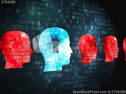 Image of Education concept: Head With Keyhole on digital background