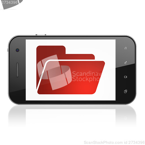 Image of Finance concept: Folder on smartphone