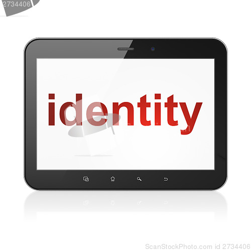 Image of Privacy concept: Identity on tablet pc computer
