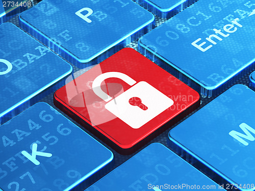 Image of Protection concept: Closed Padlock on keyboard background