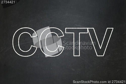 Image of Privacy concept: CCTV on chalkboard background