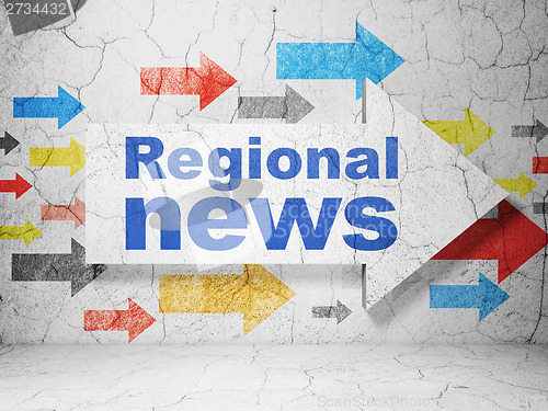 Image of Arrow with Regional News on grunge wall background