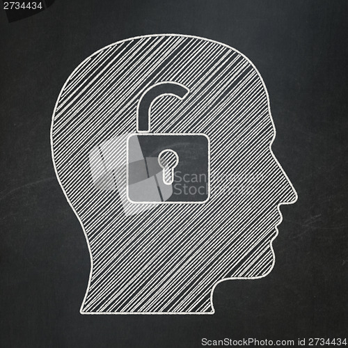 Image of Business concept: Head With Padlock on chalkboard background