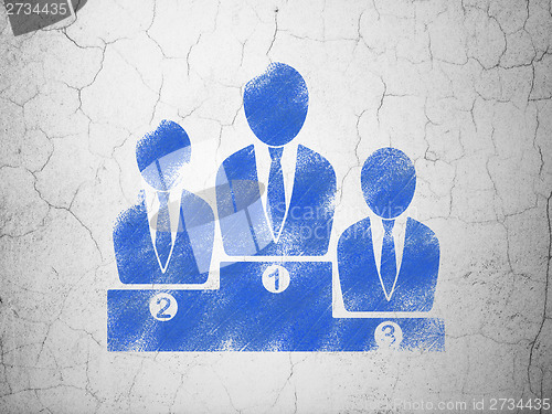 Image of News concept: Business Team on wall background
