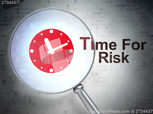 Image of Time concept: Clock and Time For Risk with optical glass