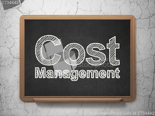 Image of Finance concept: Cost Management on chalkboard background