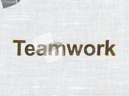 Image of Business concept: Teamwork on fabric texture background