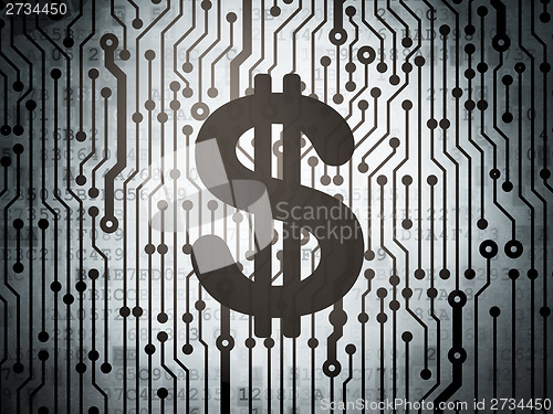 Image of Currency concept: circuit board with Dollar
