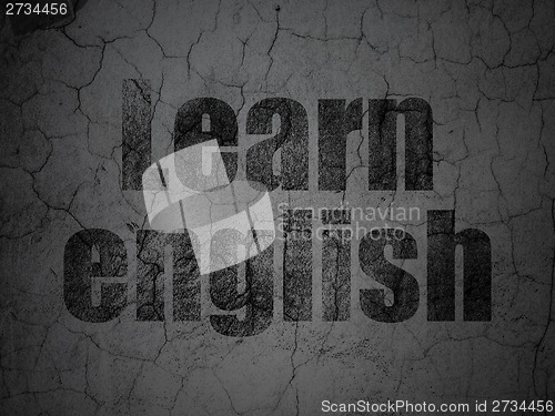 Image of Education concept: Learn English on grunge wall background