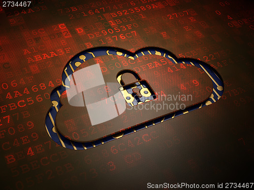 Image of Cloud networking concept: Cloud With Padlock on digital