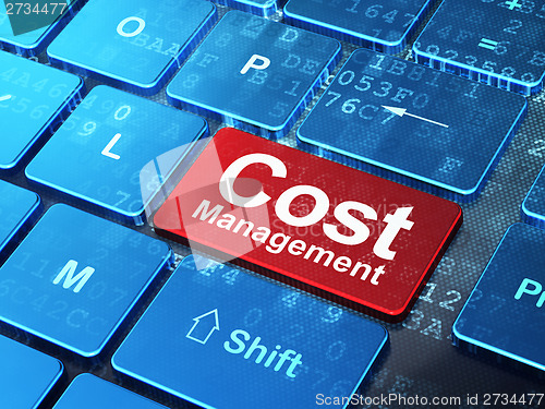 Image of Business concept: Cost Management on computer keyboard background