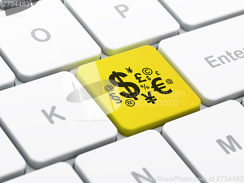 Image of Marketing concept: Finance Symbol on computer keyboard background