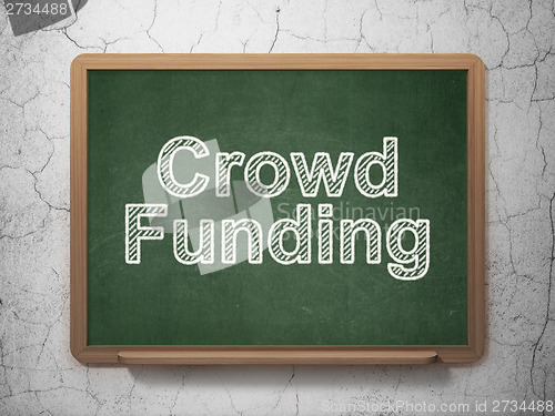 Image of Finance concept: Crowd Funding on chalkboard background