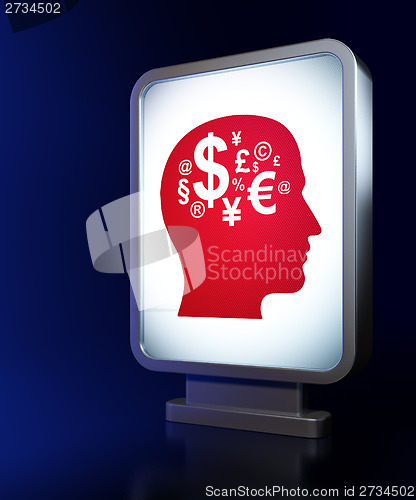 Image of Marketing concept: Head With Finance Symbol on billboard