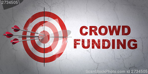 Image of Finance concept: target and Crowd Funding on wall background