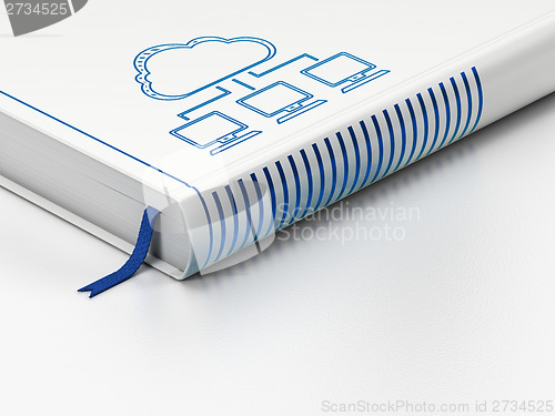 Image of Cloud technology concept: closed book, Cloud Network on white