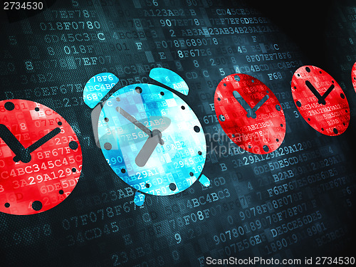 Image of Time concept: Alarm Clock on digital background